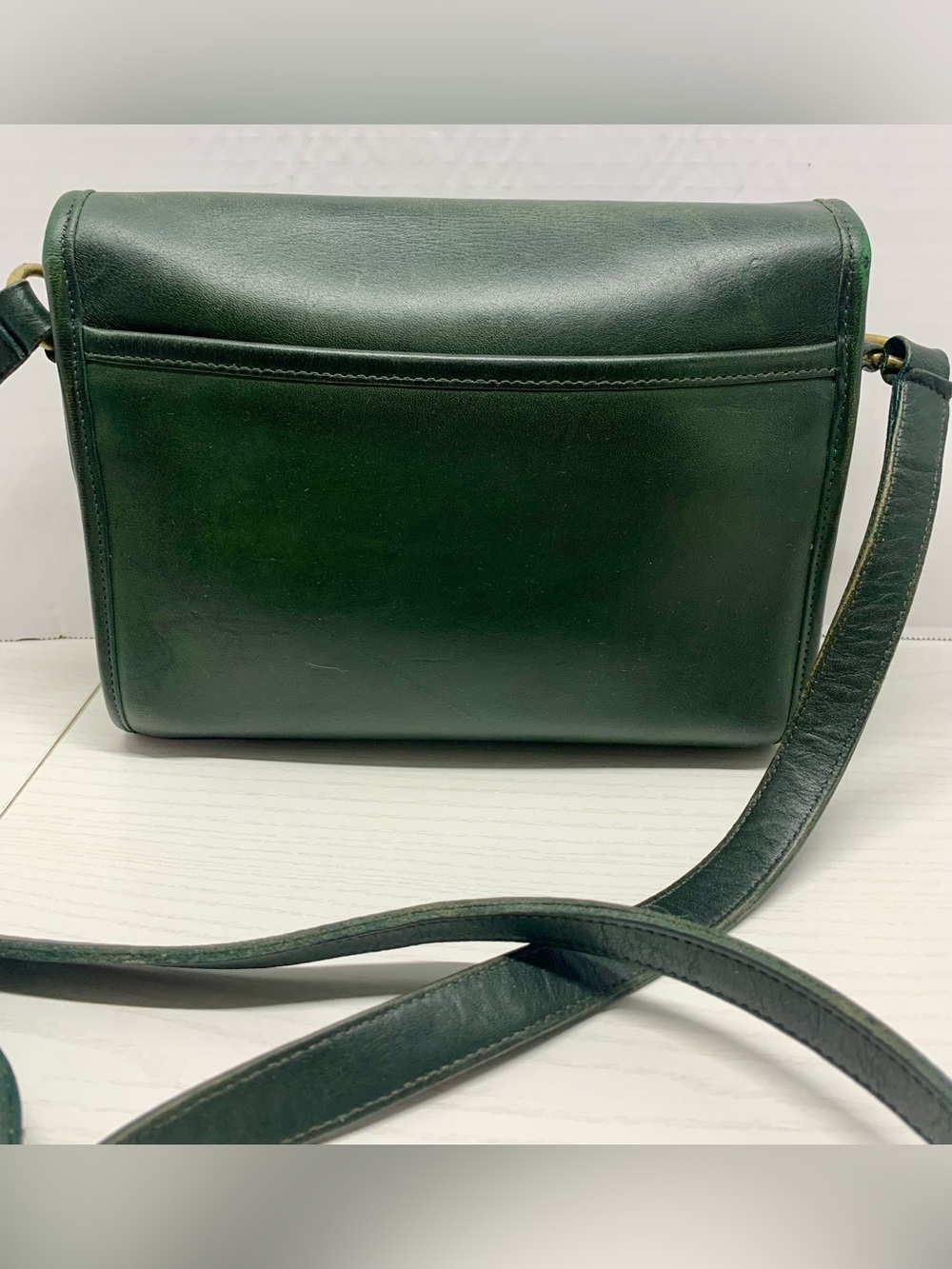 Coach Vintage Devon Bag 9908 Green Leather Turnlock USA Made - Picture 8 of 14